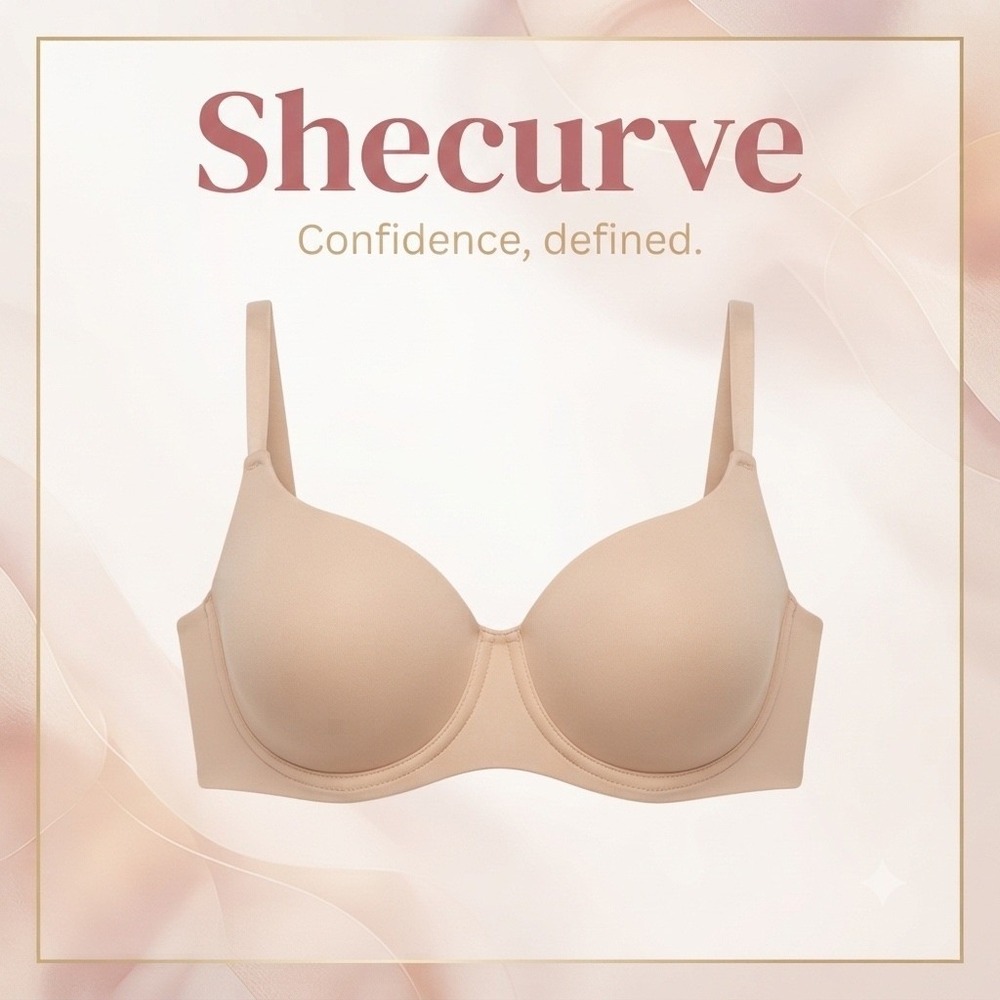 Shecurve Womens Nude Beige Underwire Molded Cup Bra 40D Adjustable Strap Support